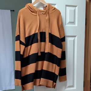 Lane Bryant Tan and Black Striped Women's Hoodie Sweater